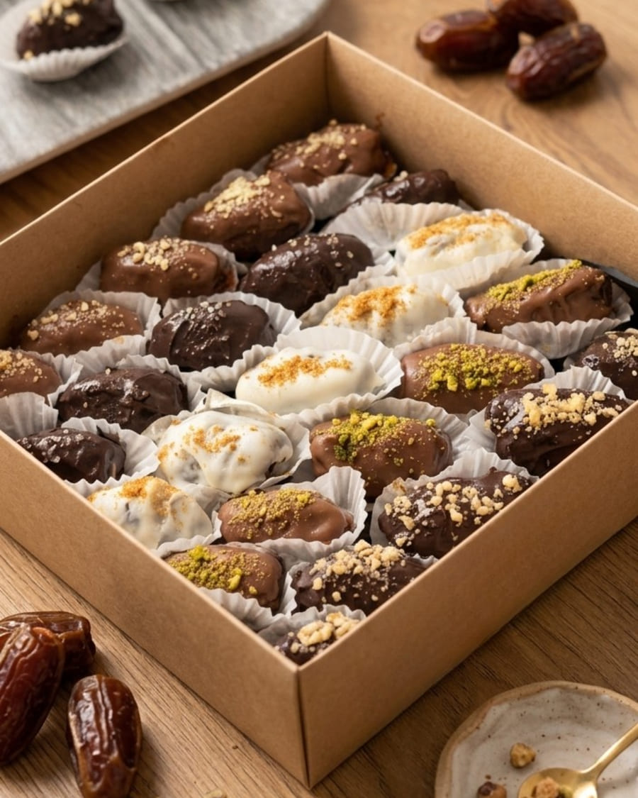 Signature Box of chocolate-dipped Medjool dates